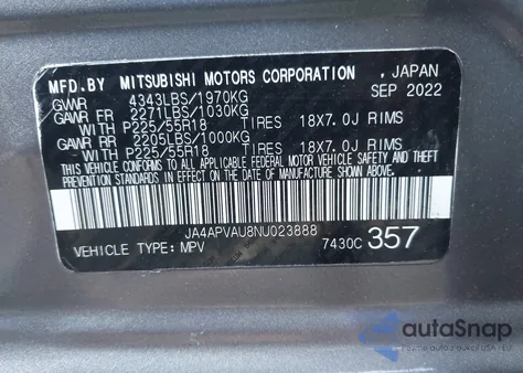 2022 Mitsubishi Outlander Sport 2.0 Se 2Wd/2.0 Se Special Edition 2Wd из США, поврежденный, VIN JA4APVAU8NU023888